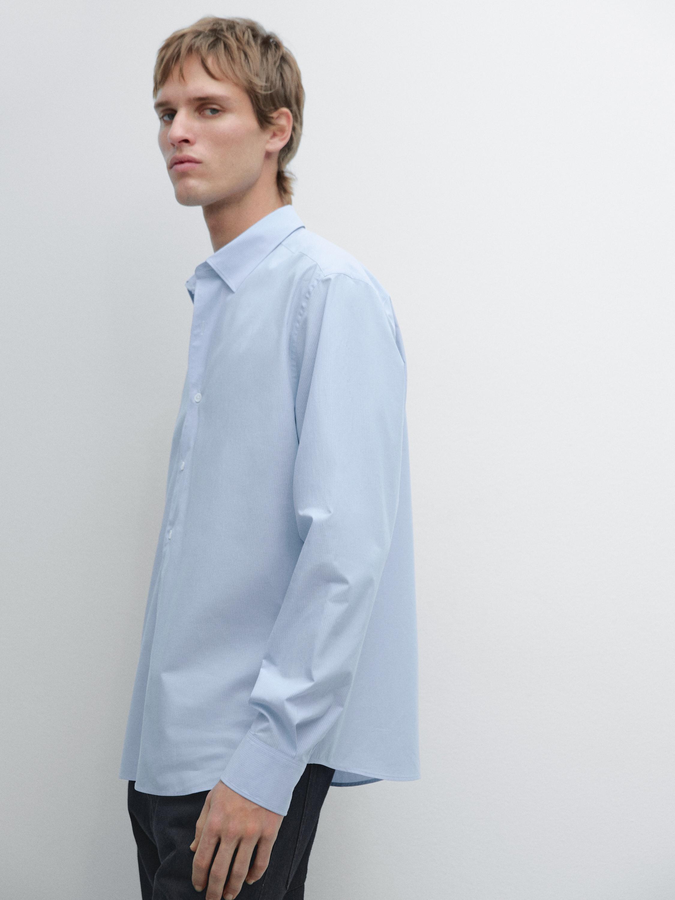 Regular fit striped poplin shirt